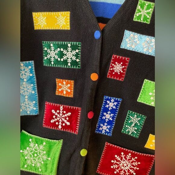 Vintage Westbound Women's M Black Christmas Sweater Vest Snowflake Pattern - Picture 3 of 8